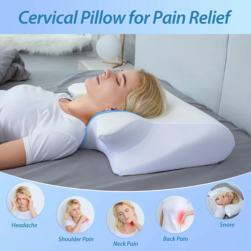Memory Foam Cervical Neck Pillow – Black variant close-up