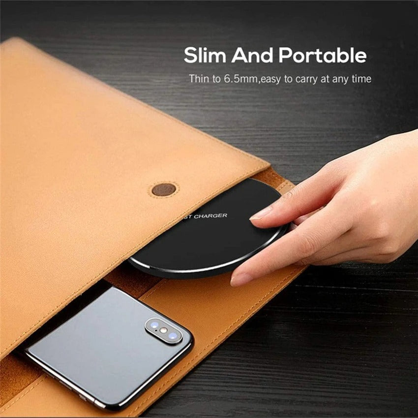 Fast Wireless Charger Pad – slim and portable design on desk surface