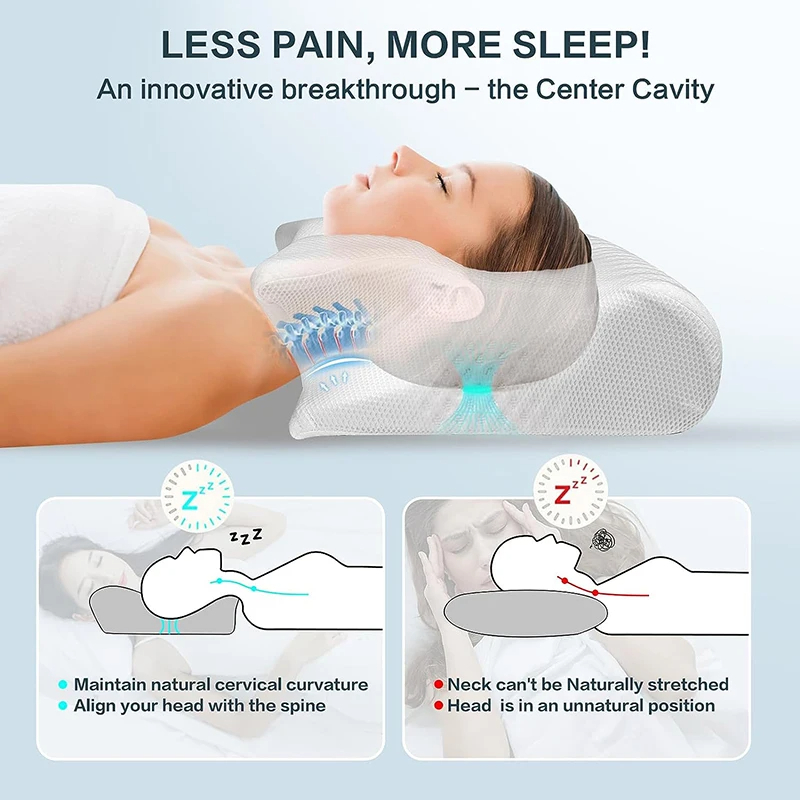Memory Foam Cervical Neck Pillow – Gray variant lifestyle shot